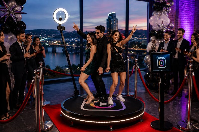 Picture Pod 360 video booth at a Binghamton New York event showcasing 2026 event trends